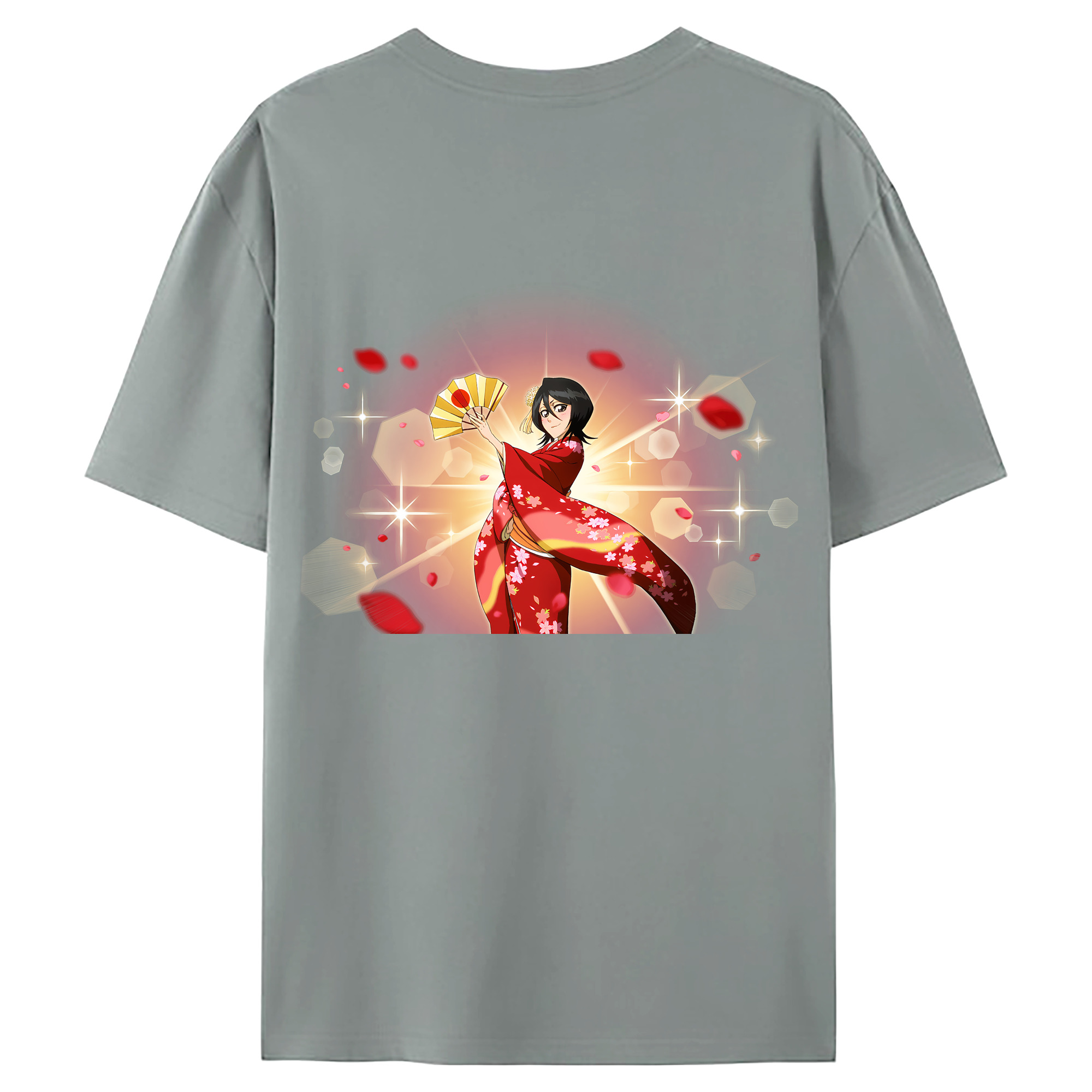（画像用） ブリーチ 朽木ルキア BLEACH Kuchiki Rukia 綿100％ メンズ半袖Tシャツ（バックプリント） 通気性